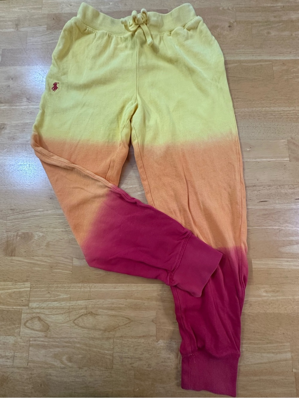 Polo Ralph Lauren Kids Tie-Dye Gradient Joggers Yellow Orange Pink Size M (8-10)